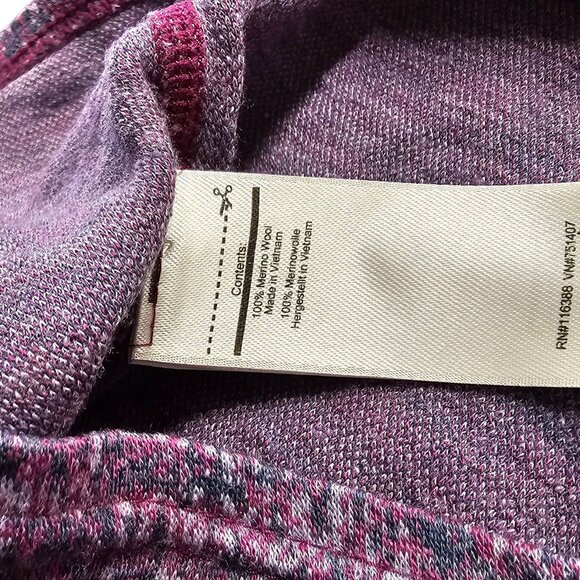 Smartwool Girls Long Sleeve Shirt, 100% Merino Wool, Purple, Baselayer, Size XL - Picture 8 of 9
